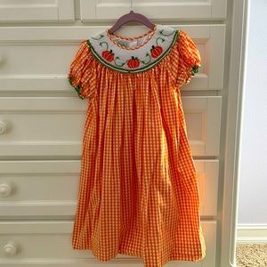 Girls size 6x marmelatta Smocked pumpkin dress